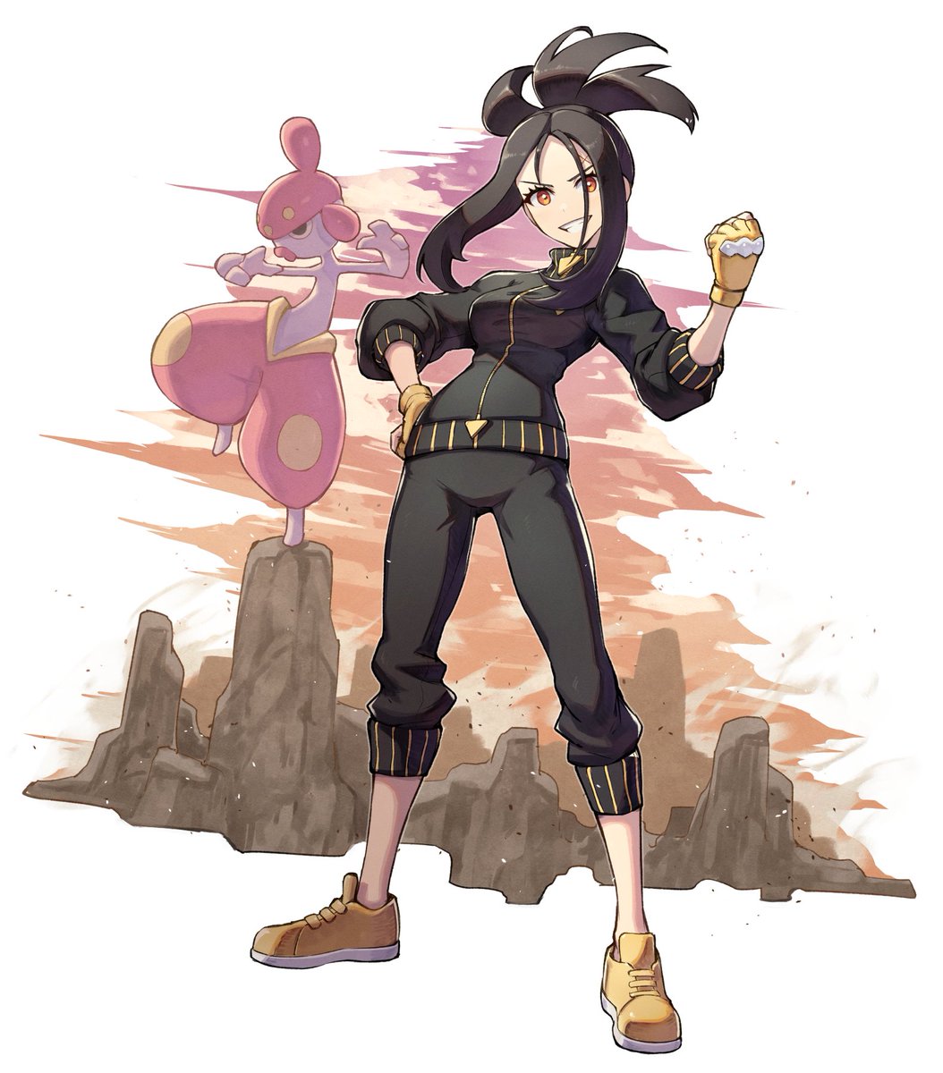 1girl yellow gloves pokemon (creature) gloves smile jacket scar on forehead  illustration images