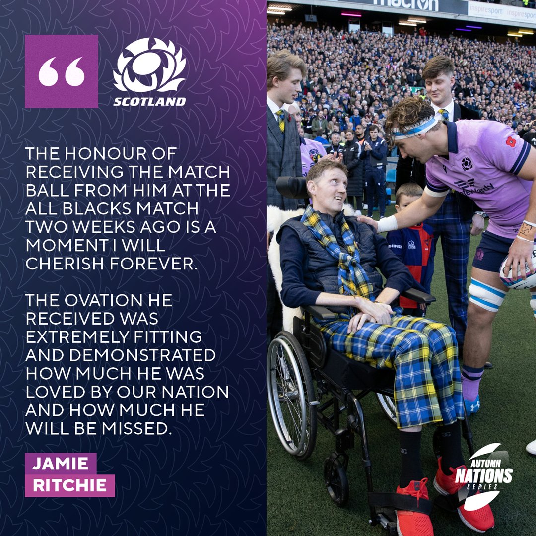 🗣️ "Now more than ever it is important we continue the fight against MND and carry on his legacy. My love goes to Kathy, the boys and all of Doddie’s friends and family at this sad time." <a href="/Jamie_T_Ritchie/">Jamie Ritchie</a>. 

Tributes from our Captain and Coach: bit.ly/3VdKalV