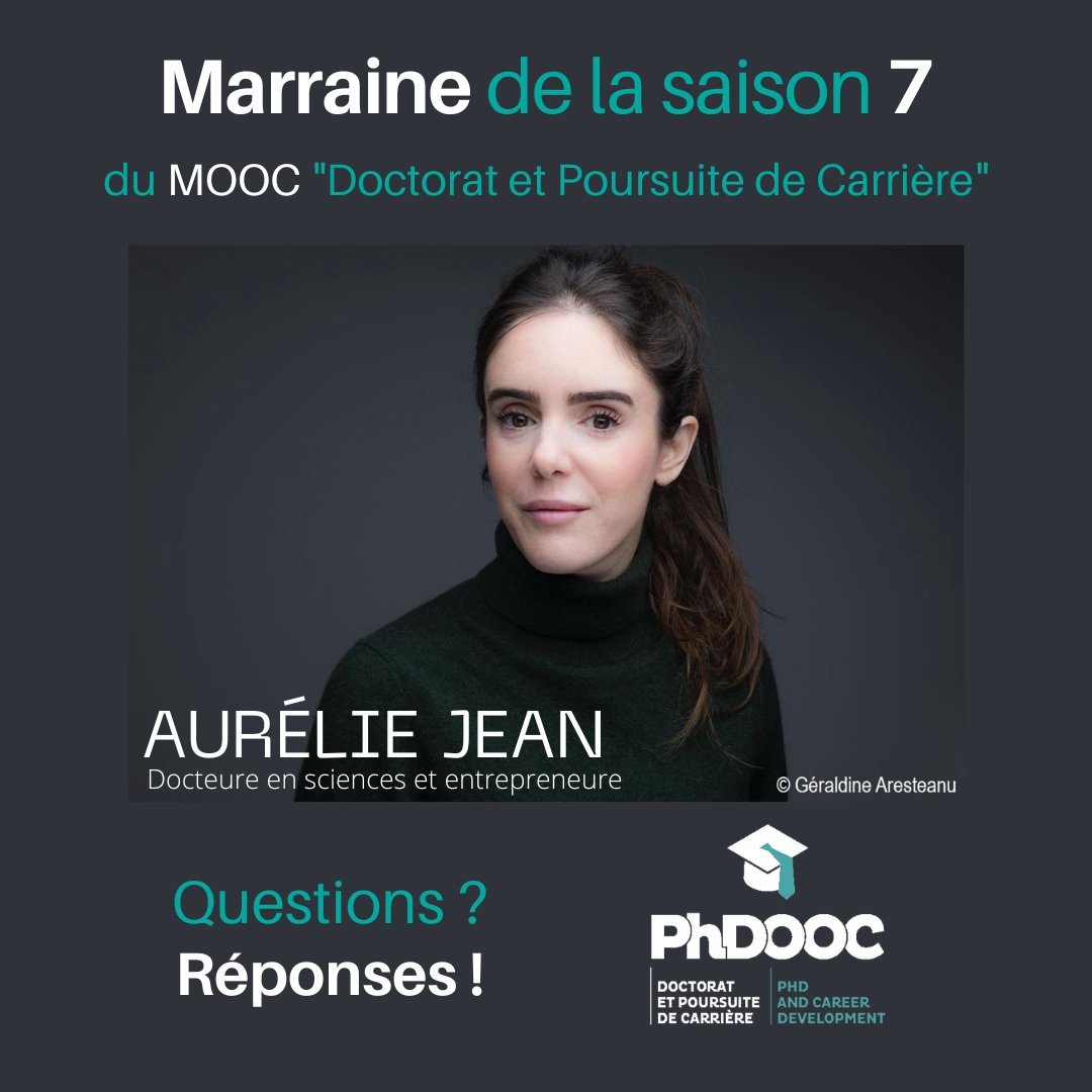 🤩 Pour la saison 7️⃣ du #MOOC #Doctorat et Poursuite de #Carrière, l’équipe <a href="/PhDOOC/">PhDOOC</a> a le plaisir de vous annoncer le soutien d’Aurelie JEAN en tant que Marraine du MOOC. 🤩

 Merci <a href="/Aurelie_JEAN/">Aurelie JEAN, Ph.D.</a> 🙏

🌟Lien de l'interview : 🌟phdooc.com/marraine