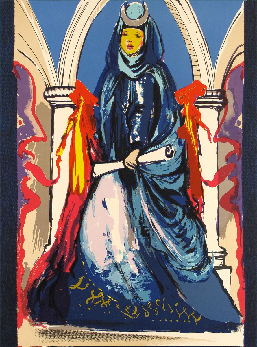 solas_na_greine's tweet image. Lady Blue (Tarot the High Priestess), Salvador Dali
Lithograph, 1979