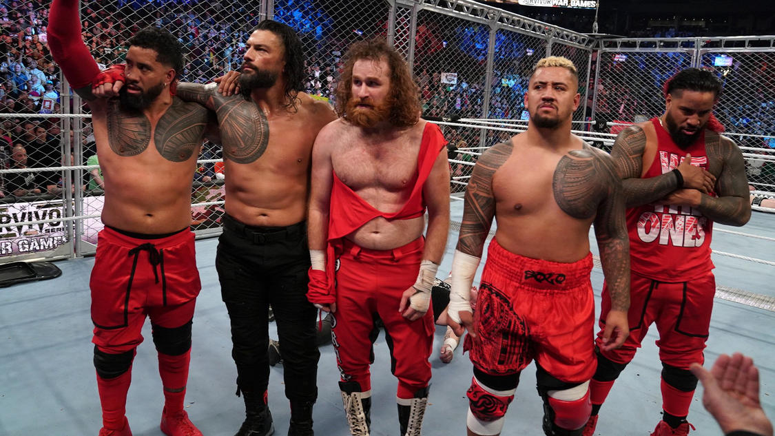 .<a href="/SamiZayn/">Sami Zayn</a> sacrificed <a href="/FightOwensFight/">Kevin</a> for his team as Jey <a href="/WWEUsos/">The Usos</a> delivered a splash to Owens for the win. Afterwards, <a href="/WWERomanReigns/">Roman Reigns</a> embraced Zayn, and moments later Jey Uso followed suit. #TheBloodline stood tall as #SurvivorSeries: WarGames concluded. #SSWWE