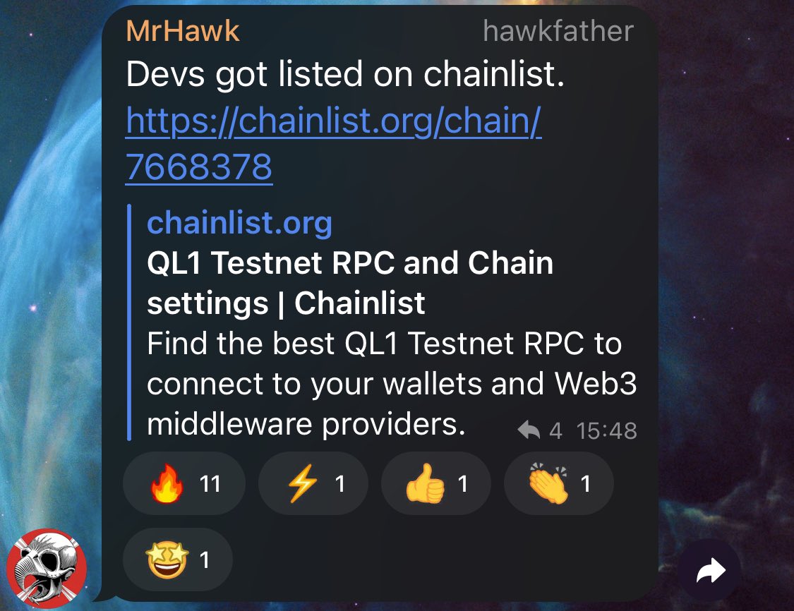 QL1 listed on chainlist. 🦅
The wind is turning 🍃
$QOM #QOM1QOMALL #SHIB