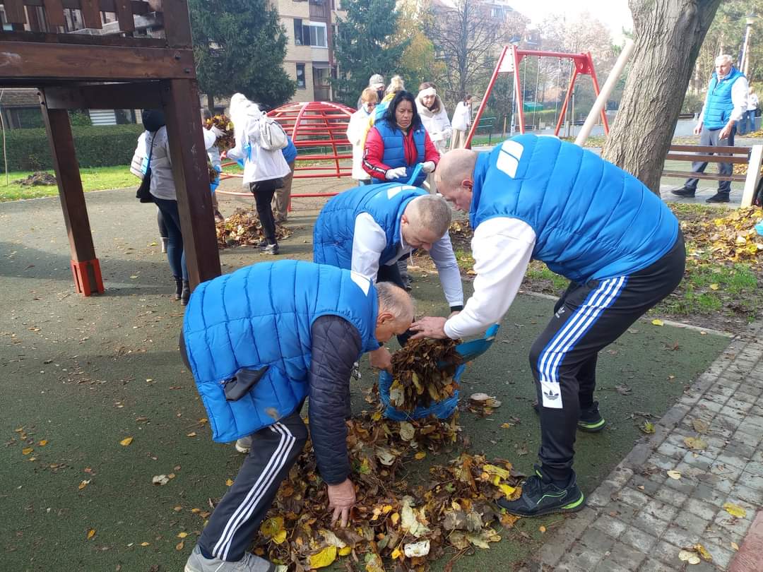 RakovicaSns's tweet photo. У наставку акције јесењег уређења општине раковички напредњаци данас су уредили парк у улици Едварда Грига. На челу са чланом Председништва СНС Милосавом Миличковићем, напредњаци су уклонили опало лишће и смеће из парка, док су читаву локацију почистили. https://t.co/zKCQXbTVAI