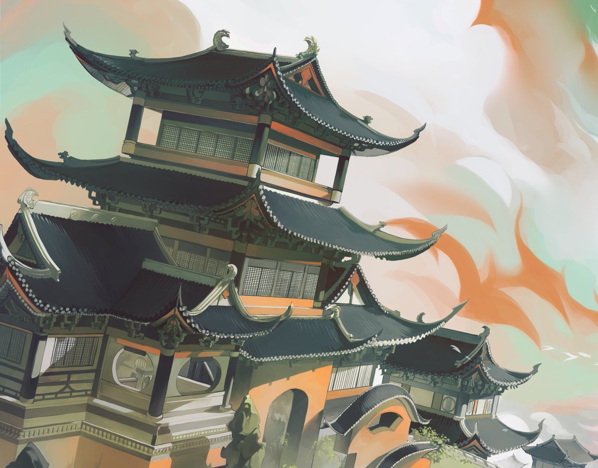 architecture east asian architecture scenery building outdoors no humans sky  illustration images