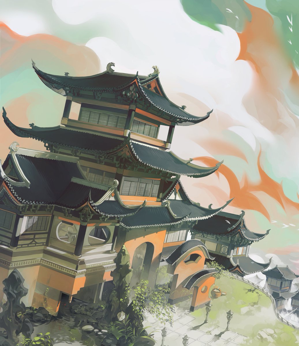 architecture east asian architecture scenery building outdoors no humans sky  illustration images