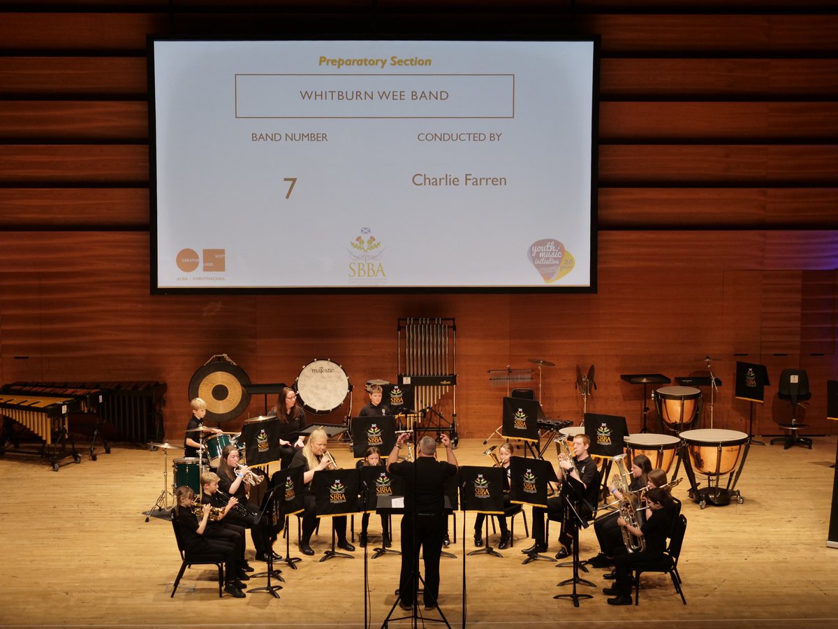 TheSBBA's tweet photo. Whitburn Wee Band, led by Charlie Farren, enjoys its moment on stage!

https://t.co/yw476yNt3b #SFoB2022 #sbbaevents https://t.co/Q2Ws6eTe8o