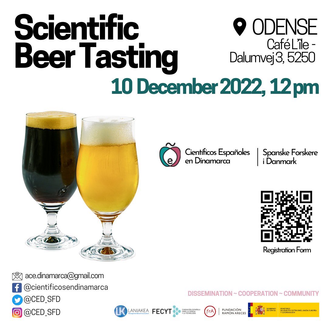 CED_SFD's tweet photo. First event from the CED Odense delegation ✨
Have you ever been part of Scientific Beer tasting? 🍻
The experience consists of a directed tasting of 4 beers as well as a workshop on the biochemistry and history of beer preparation (in English 🇬🇧) https://t.co/BAIor50zAz