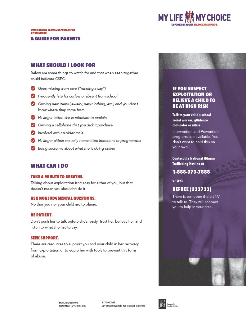🚩Great resource! Parents Guide - Red flags for sex trafficking of kids; what to do if you suspect sex trafficking, courtesy of mylifemychoice.org. In Genesee Co, you can also call 911 or GCSO (810-257-3422) to speak w/ our #GHOST team. 🚩 #endhumantrafficking #ithappenshere