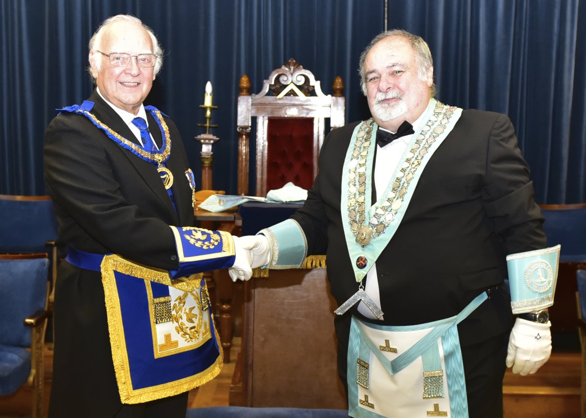 Assistant Provincial Grand Mater David Ogden Congratulates Peter Beswick, the new Master of Makerfield lodge No 2155.
#UGLE_GrandLodge <a href="/WestLancsPGL/">West Lancashire Freemasons</a>