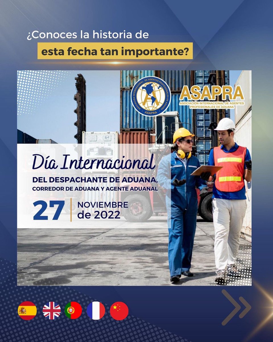 🗓️27/11
Día internacional del Despachante de Aduana, Corredor de Aduana y Agente Aduanal 
@ASAPRAOficial