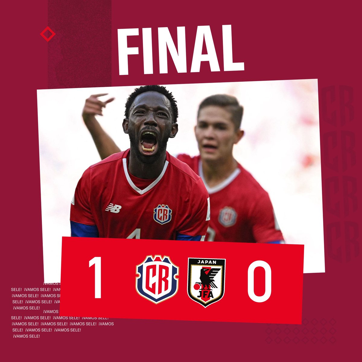 laselecrc_'s tweet photo. ASI LO GRITAMOOOOOOOOOOS, ESTO ES COSTA RICA, ESTO ES EL PURA VIDA, SEGUIMOOOOOOOOOOOOOOOOOOS.

VAMOS SELEEEEEEEEEEEE

🇯🇵 0-1 🇨🇷

#FCRF #LaSele #PuraVidaEnQatar22 #Qatar2022 #JPNvsCRC https://t.co/V2lh36bSAq