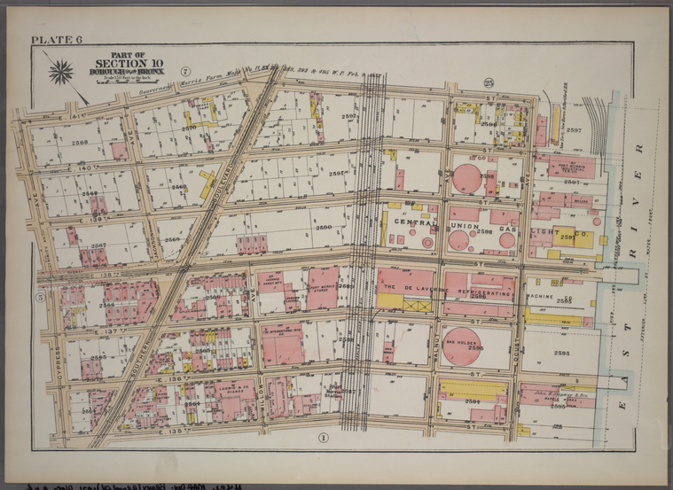 NYPL_tweeter's tweet photo. Plate 6, Part of Section 10, Borough of the Bronx. [Bounded by E. 141st Street, Locust Avenue, E. 135th Street and Cypress Avenue.] https://t.co/5ec5ZfWm3B