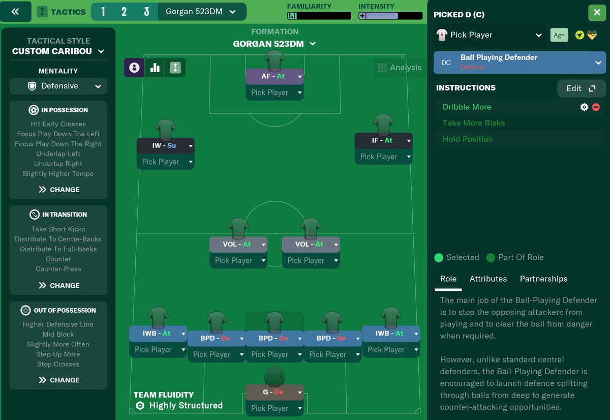 BusttheNet's tweet photo. @CulturedF popped on the livestream during #FM23beta when we were crafting any formation you guys wanted and he asked for a 523 that looked like this. In this tactic I am using 3 combinations that can create these line breaks. https://t.co/nS5vio8j1C