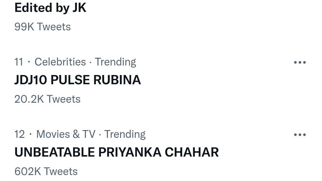 itssyazdan's tweet photo. JDJ10 PULSE RUBINA is trending at no.11 with 20k+ tweets.

Retweet if you are a part of the trend.

#RubinaDilaik https://t.co/Vch3ZcNnv4