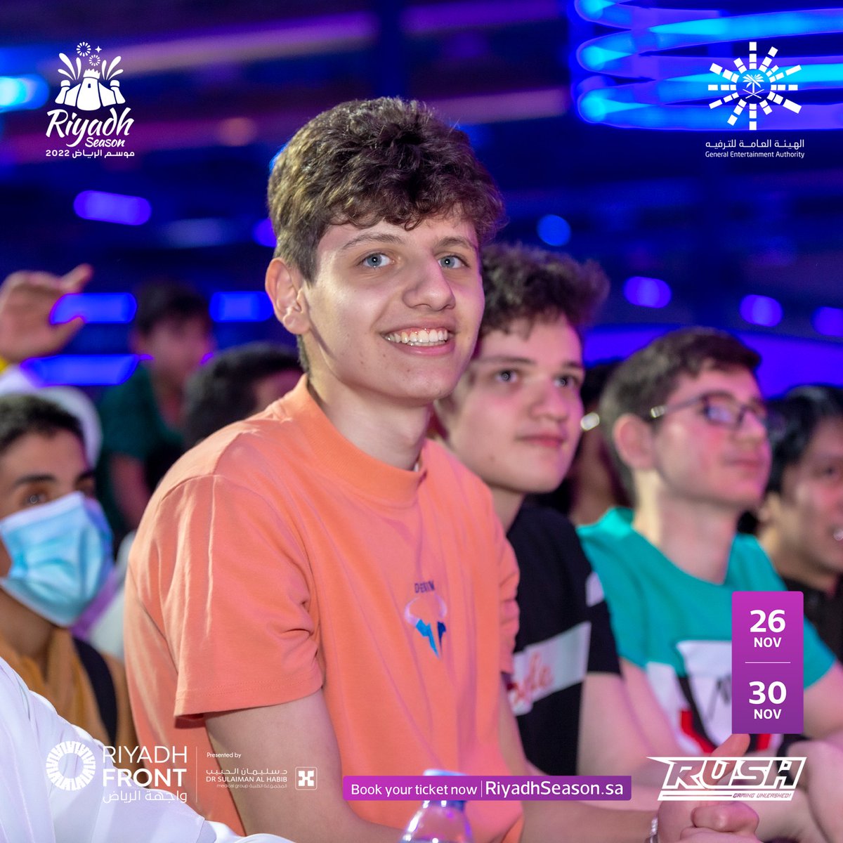 عايشين في مهرجان Rush منافسات تحمّس مع عالم واسع من المحترفين من كل الأعمار 😍🎮
احجز تذكرتك الحين .. وتعال العب في ملعبك 🎟

#موسم_الرياض_2022