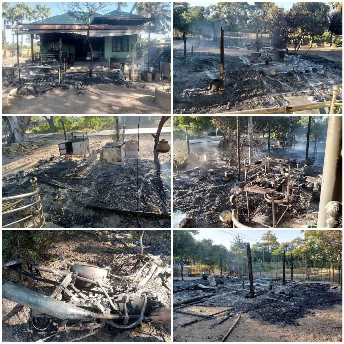 Junta troops set fire to houses &amp; belongings of local people in Theim Chaung village of Sagaing Region's Sar Taung township on November 23, after accusing local people of feeding PDF comrades.  #ViolenceAgainstWomen #16DaysofActivism2022 #2022Nov27Coup #WhatsHappeningInMyanmar