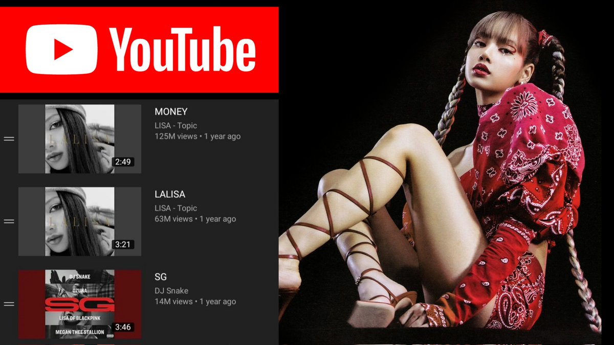 LSMTRENDS's tweet photo. 📝 [INFO] - #LISA has now accumulated over 200 MILLION VIEWS on YouTube Music becoming the FIRST &amp; FASTEST K-pop Soloist to reach this milestone despite having ONLY 3 AUDIO VIDEOS! 🔥

• #MONEY: 125.2M views
• #LALISA: 63.0M views
• #SG: 14.1M views
= 202.3M+ views https://t.co/YFKgcjzYsO
