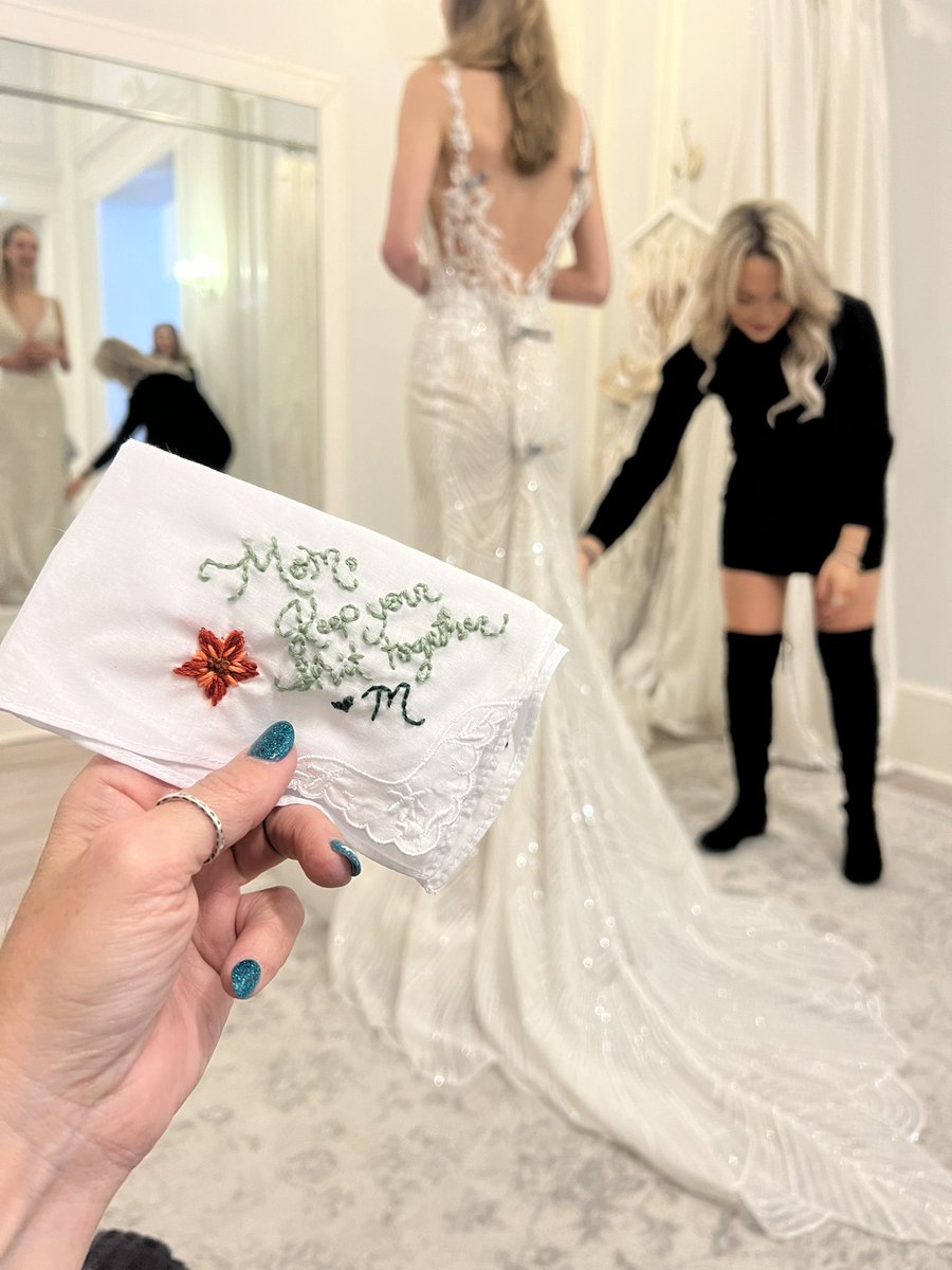 marymac's tweet photo. My daughter @mollymac523 handmade this for me for her wedding day and gave it to me on wedding dress shopping day. 🥹🥲👰🏼‍♀️😂
#sayyestothedress #studioido #keepyourshittogether https://t.co/UvkWmfD7Iu