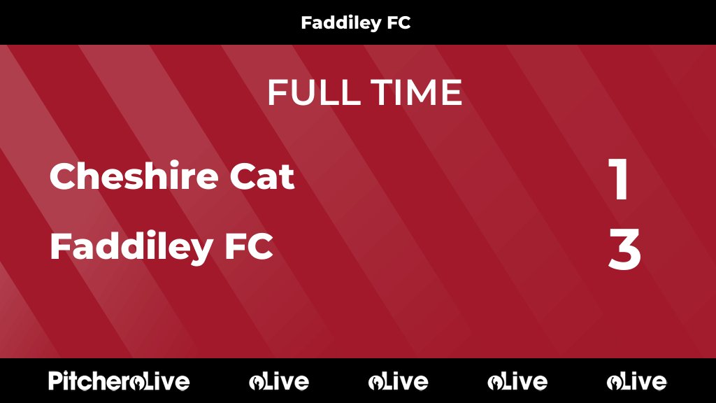 FaddileyFC's tweet photo. FULL TIME: Cheshire Cat 1 - 3 Faddiley FC 
#CHEFAD #Pitchero #Nantwich #Crewe #Cheshire #grassrootsfootball #SundayFootball #Cheshire #ForzaFaddiley
https://t.co/XlLXVBlDCo https://t.co/8QvYk8G2GL