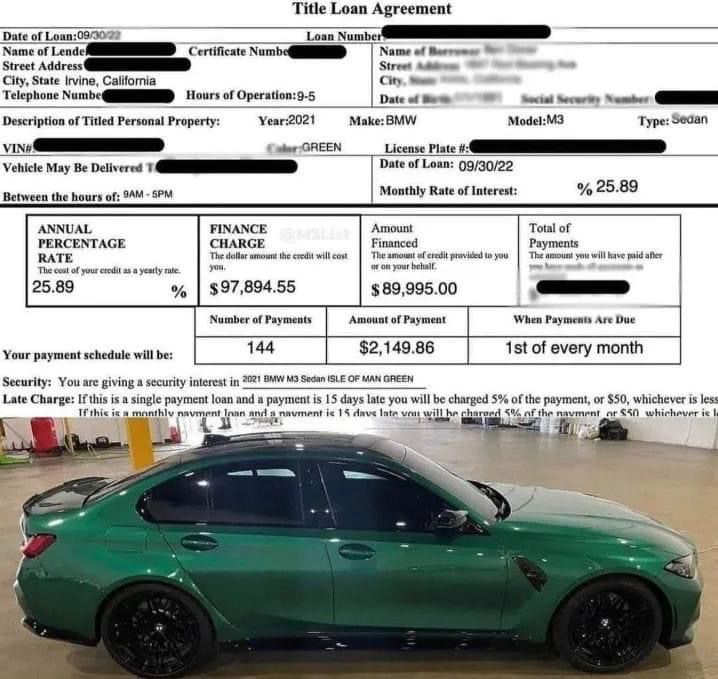 Everything that's wrong with the modern world! Nearly $300,000 for an M3 if they go to then end of the finance term 🤣 crazy. Will look good on Instagram though!