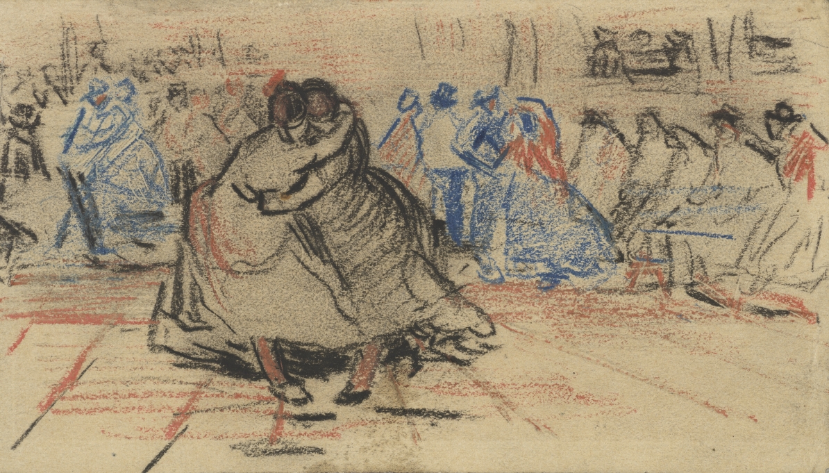 📝 ‘My dear little sister, learn to dance or fall in love’, wrote Vincent to his sister Willemien in October 1887. He wanted her to enjoy life, something that he sometimes struggled with. 🌻 Vincent van Gogh, Couple Dancing (1885)