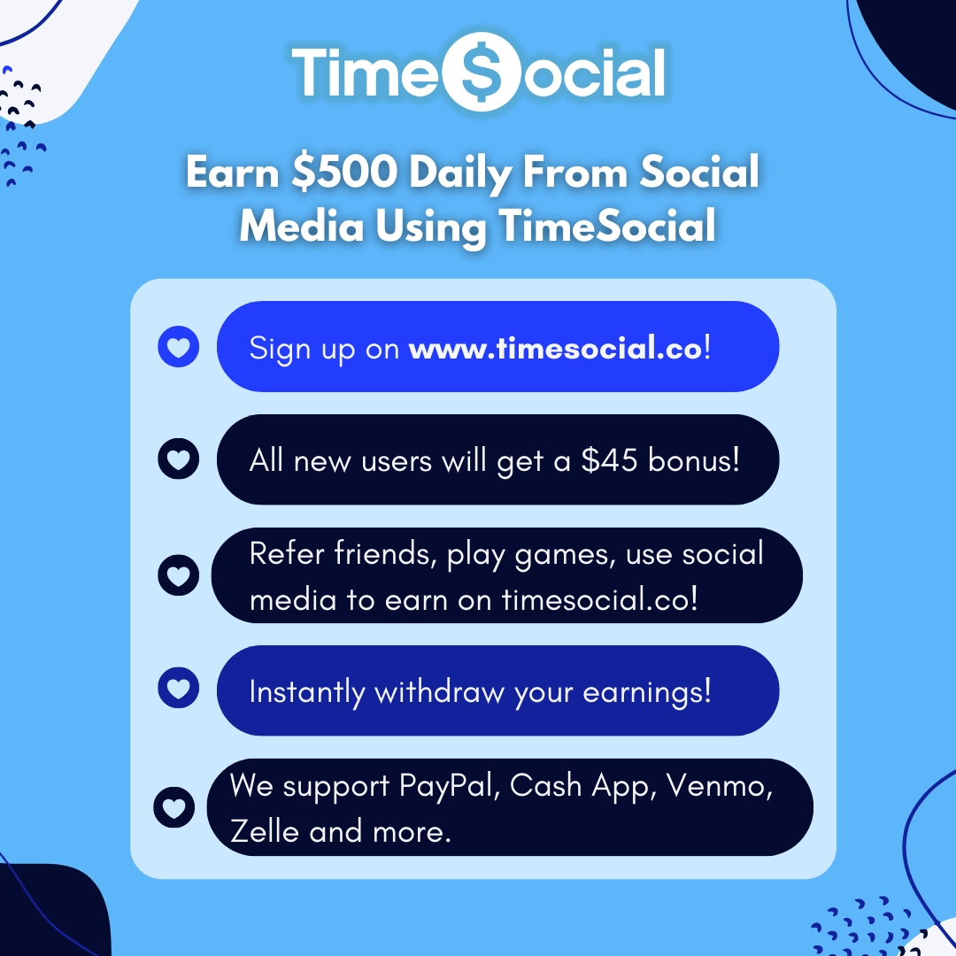 sidrock2j's tweet photo. With TimeSocial, you will earn $500 daily. Stop wasting time on social media, turn your time into money. You get paid for app reviews, voicing your opinion and using social media. Signup now for a $45 bonus! https://t.co/6x2lPxUl5o #timeismoney https://t.co/y0Crfc8kc7