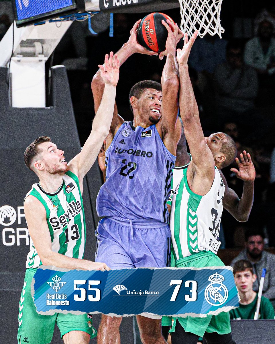 ⚔️ ¡EQUIPO DE BALONCESTO! ⛹🏼‍♂️
FIIIIIIIINAAAAAAL DEL PARTIDAZO EN EL #PalacioMunicipalDeportesSanPablo  
#CoosurRealBetisBasket 5️⃣5️⃣
#RealMadridBaloncesto  7️⃣3️⃣
#LigaEndesa #Kilómetro09 #RealBetisRealMadrid #HalaMadrid🤍🤍