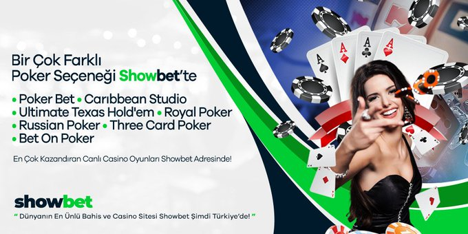 ♦️ ♠️ Bir Çok Farklı #Poker Seçeneği SHOWBET'te 

🔹PokerBet
🔹Carrıbean Studio
🔹Ultimate Texas
🔹Three Card Poker
🔹Bet On Poker

🆕TIKLA KAZANMAYA BAŞLA bit.ly/SHOWBET