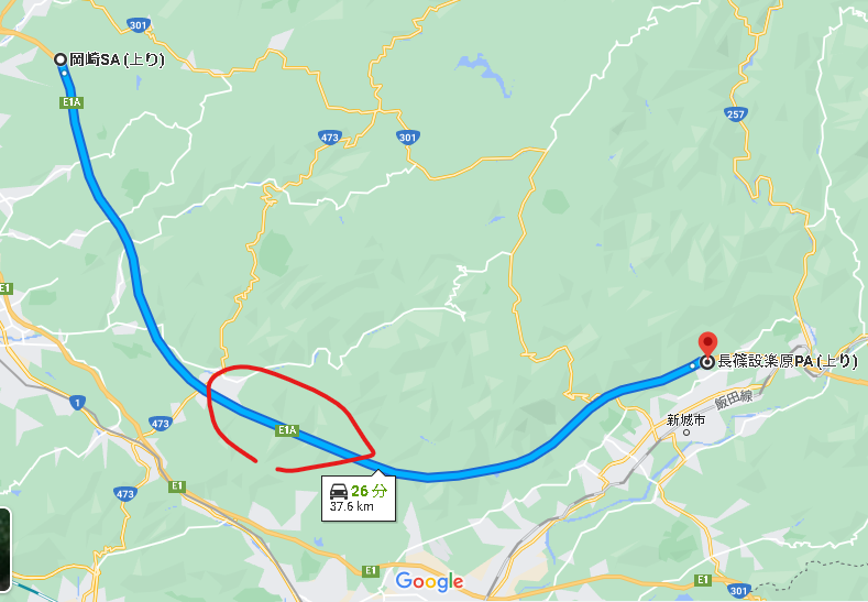 「前も言った気がするけど長篠設楽原PA~岡崎SAの眠気誘発が本当にひどいのでNEX」|とくむのイラスト