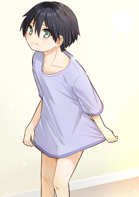 大きいTシャツを着ているショタ#オリジナル #イラスト 