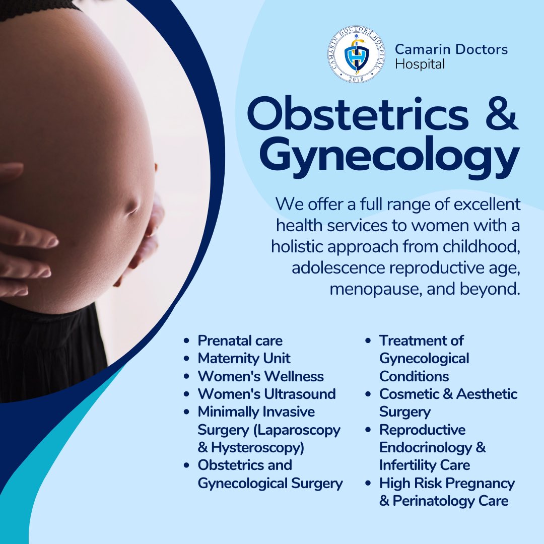 CamarinDoctors's tweet photo. CDH is here for your Obstetrics and Gynecology needs! Visit us at #1 Camarin Road, Brgy. 173, Camarin, Caloocan City ππ
#CamarinDoctorsHospital
#TeamCDH
#CDHCares
#PusongCDH https://t.co/GLKwrB13gD