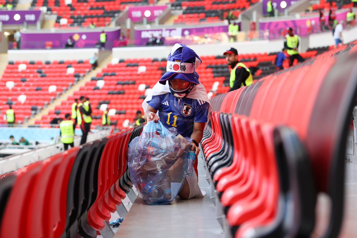 FIFAcom's tweet photo. In victory or defeat, there is always respect. 

Thank you for helping to #SaveThePlanet, Japan fans! https://t.co/FBWpOvtog2
