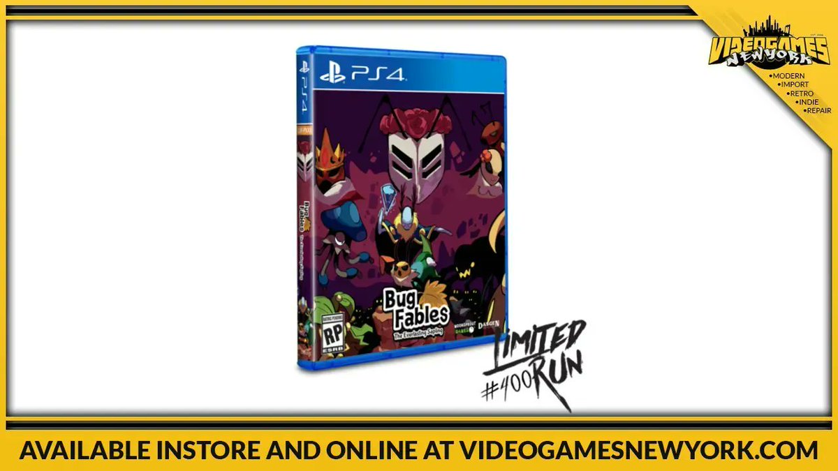 VideoGamesNYC's tweet photo. Limited stock available online: Bug Fables: The Everlasting Sapling - Limited Run #PlayStation4
https://t.co/6z7EWx71vC
#BugFables #MoonsproutGames https://t.co/PC0TUeT2CH