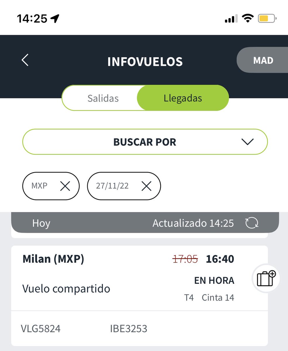 A la ineptitud de <a href="/Iberia/">Iberia</a> se une la de <a href="/aena/">Aena</a> que en su App nos dice que el vuelo 3253 de Milán a Madrid va a llegar en hora cuando llevamos más de dos horas de retraso. Otro desastre más que añadir a una larga lista. Qué hastío me producen!!!!