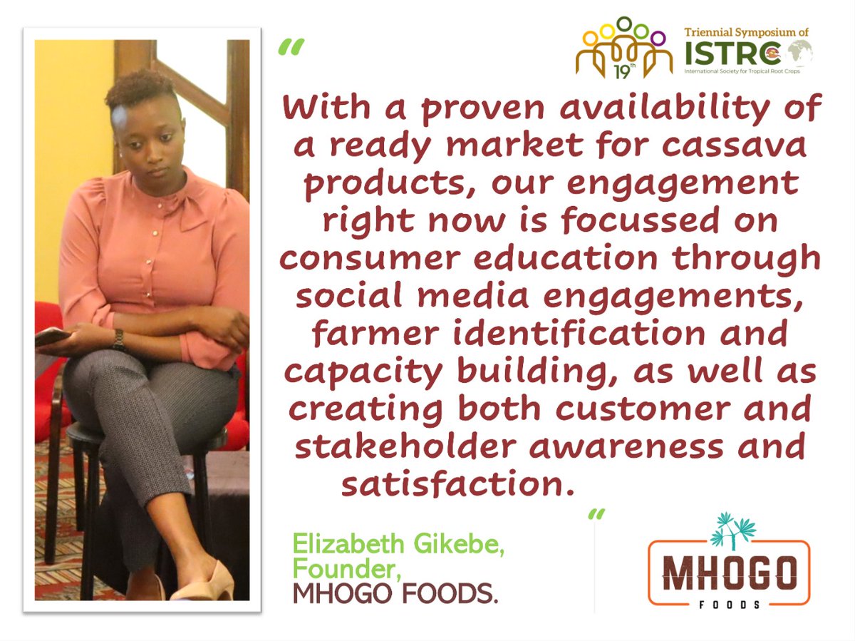 With a proven availability of ready market for cassava products, Elizabeth Gikebe, founder, <a href="/MhogoFoods/">Mhogo Foods</a>  discusses their work in progress during #istrc2022

Join the conversation, by dropping a comment.