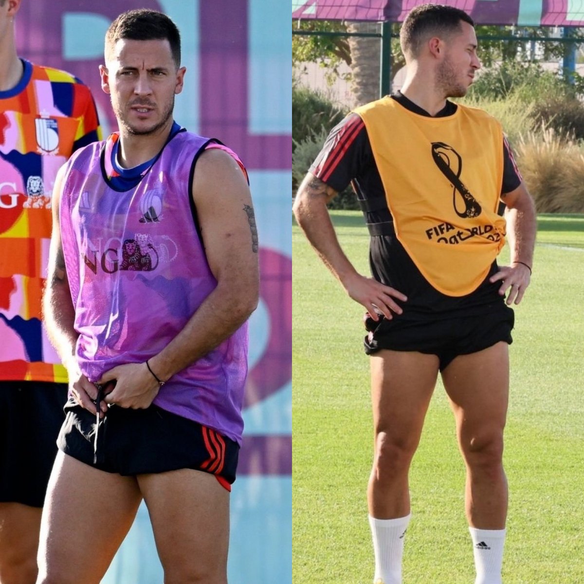cheekyrugby's tweet photo. Can Eden Hazard keep the shorts rolled up in the matches as well as in the training sessions? ๐๐โฝ๏ธ๐๐ฅ๐ช #cheeky #thighsofsteel #WorldCup2022 #BELMOR https://t.co/nsEiwlkDbt