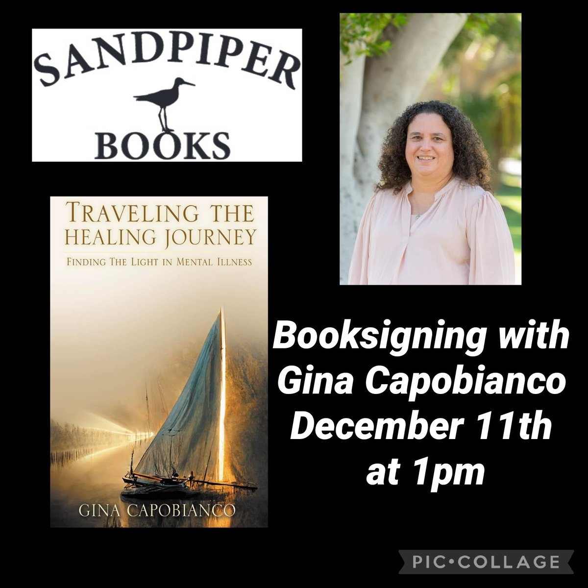 sandpiper_books's tweet photo. Save the Date - December 11th at 1pm meet Author @gina_capobianco who will discuss her new book. @LACDMH @MentalHealthAm @NIMHgov @MentalHealthAm @BookSwellClub @LALocalAuthors @southbayevents https://t.co/g2KgQKy198