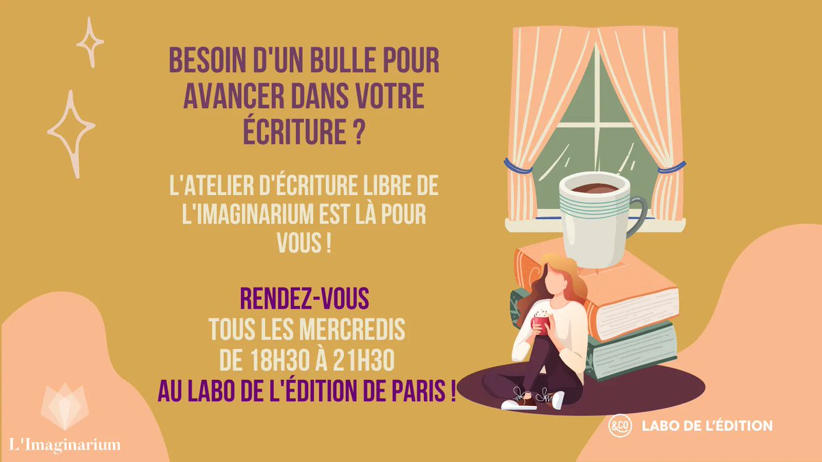 EdImaginarium's tweet photo. #ATELIER : Rejoignez-nous mercredi dès 18h30 au Labo de l'édition (2, rue Saint-Médard 75005 Paris, Métro 7 : Place Monge) pour un atelier d' #ecriture libre. Apportez votre projet et rencontrez d'autres #auteurs pour écrire dans une communauté bienveillante ! #roman #scenario https://t.co/3sitlfG9Yf
