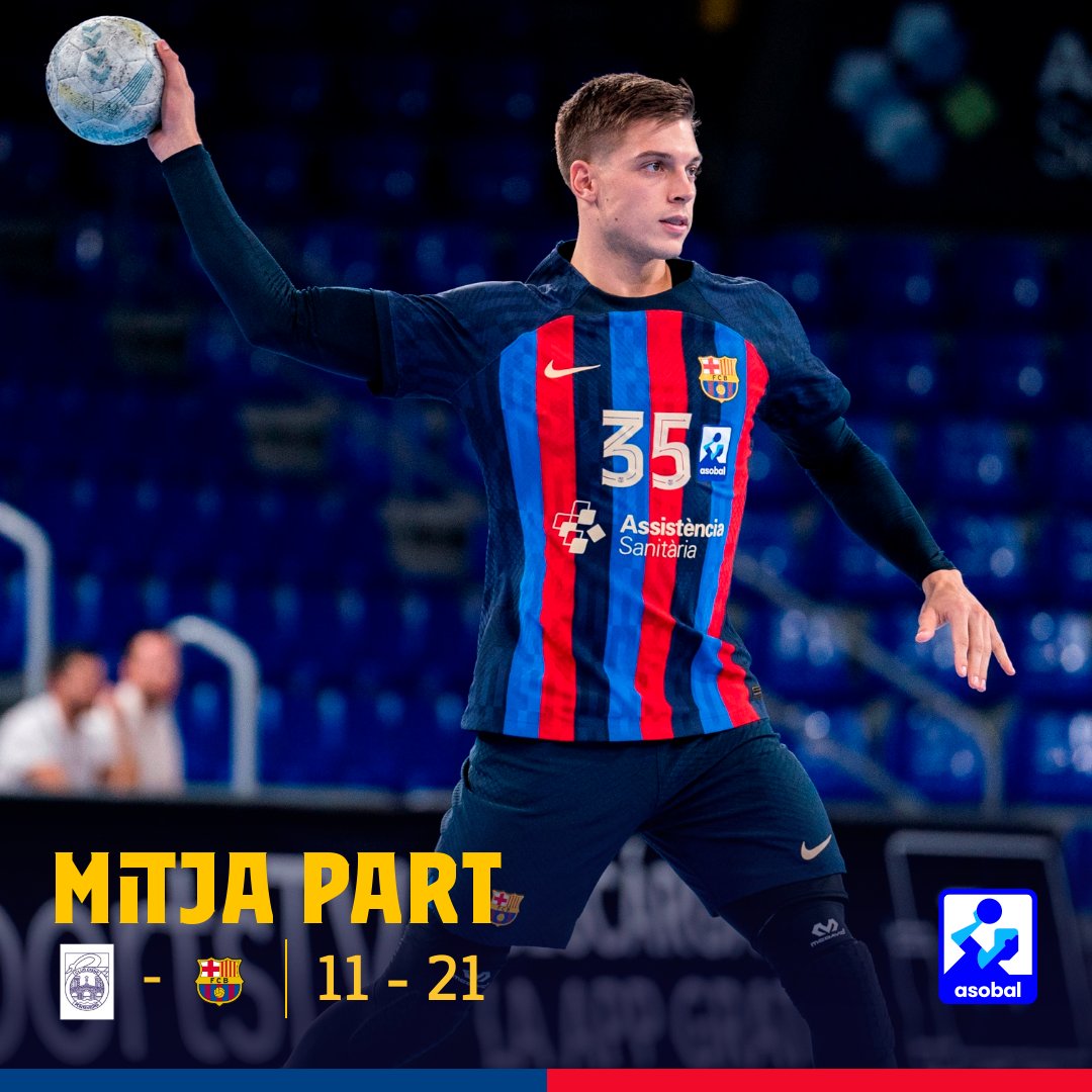 FCBhandbol's tweet photo. Jornada 13 @ASOBAL
@ClubCisne 1⃣1⃣
@FCBhandbol 2⃣1⃣
MITJA PART / MEDIA PARTE
📺 @esport3 &amp; @TVGalicia 
📱 @LaLigaSportsTV
🏠 Pabellon Municipal dos Deportes 
🔵🔴 #ForçaBarça #LiveASOBAL #CISBAR https://t.co/xm0JkT2zQr