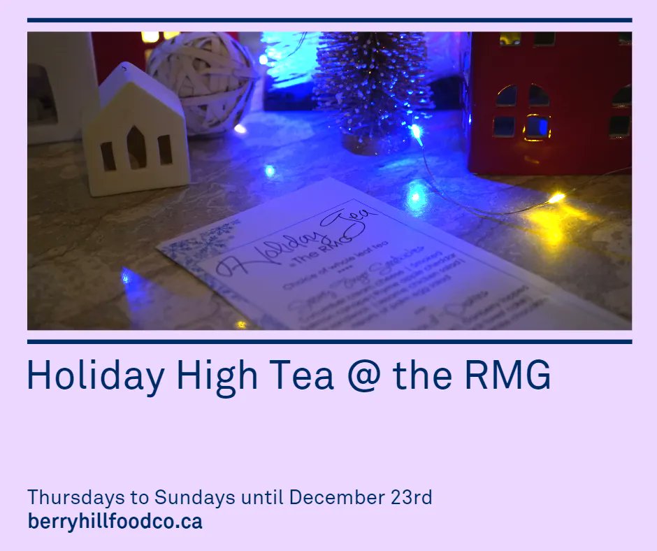 Until December 23rd, Berry Hill Co. will be hosting a Holiday High Tea at the RMG. From Thursdays to Sundays, there will be two seatings at 11AM and 1:30PM. Anyone who attends the Holiday High Tea will also receive 10% off in the RMG Shop!
buff.ly/3gzmFUL
#thermg