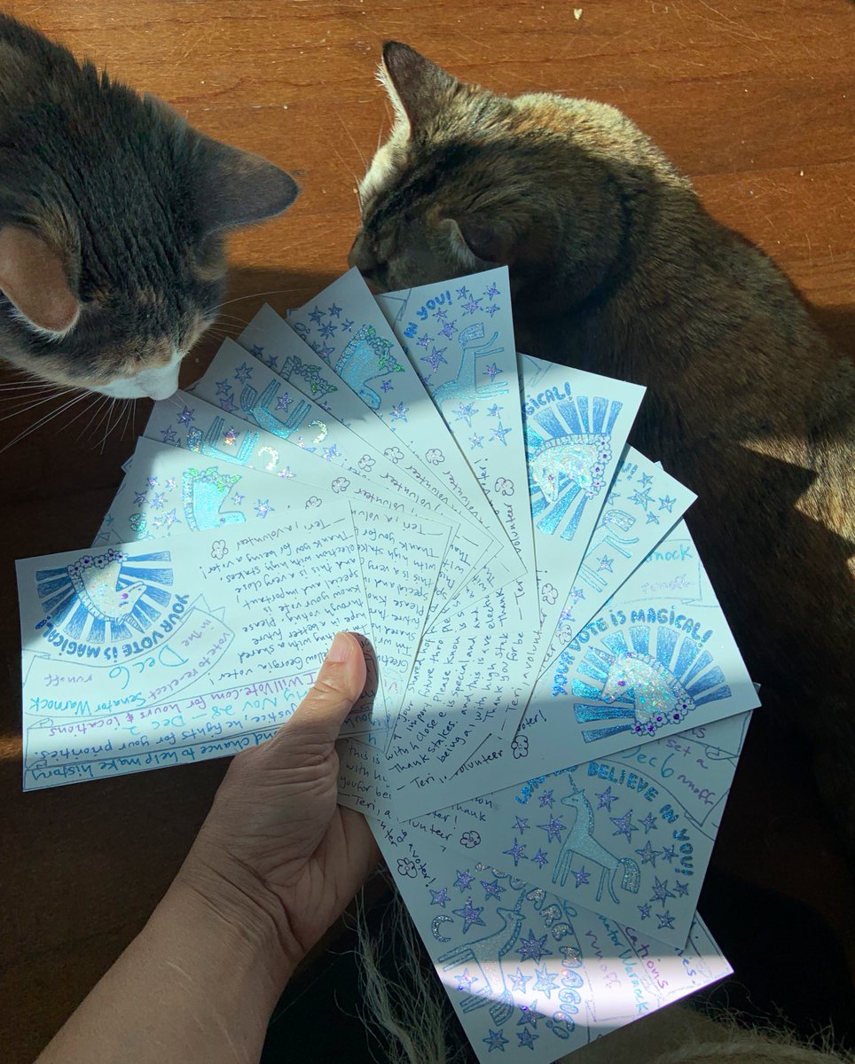 fringecups's tweet photo. 12 kitten inspected #PostcardsToVoters unicorns to my state of Georgia in the mail last week for @ReverendWarnock in the #GeorgiaRunoff!

Come write with us! Email Join@TonyTheDemocrat.org or text JOIN to 484-275-2229. https://t.co/Z8Hdx8wdN5