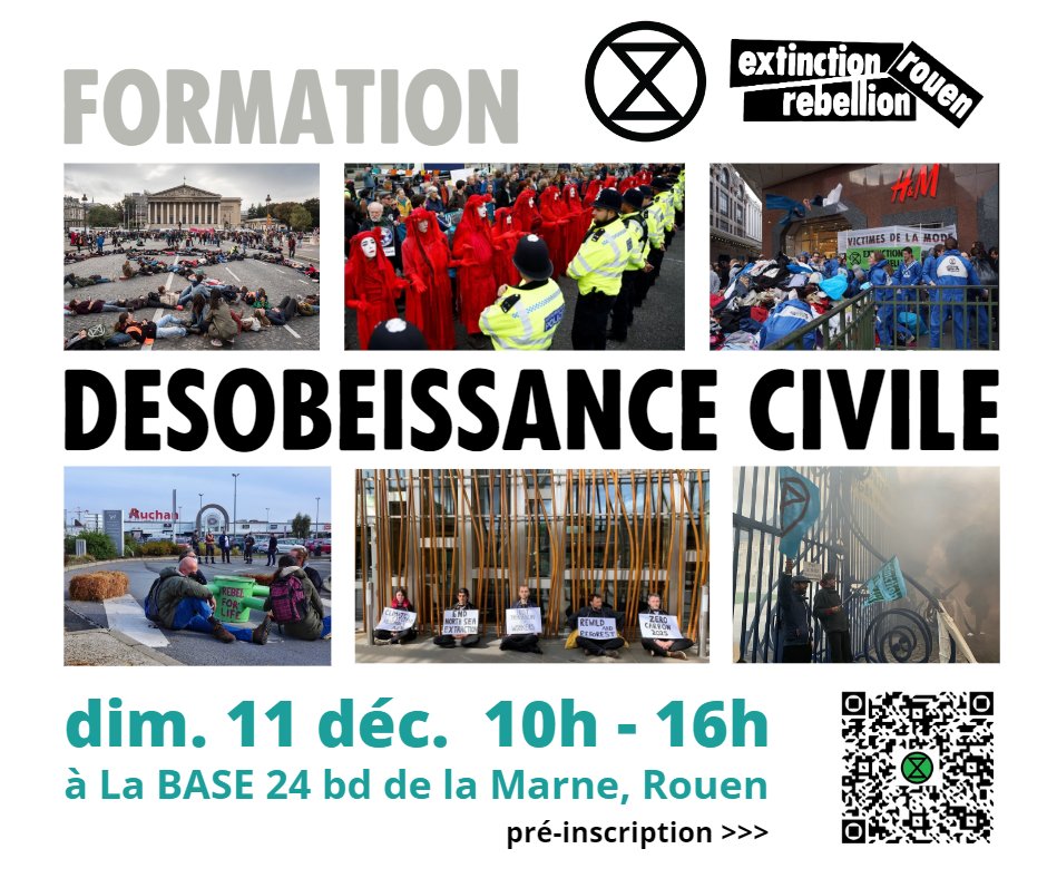 Formation à la désobéissance civile le 11 décembre à la Base. Bienvenue