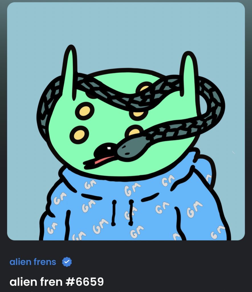 sigscollective's tweet photo. Went on a little shopping spree for my early bday gift to myself (dec 13) ๐๐ผpicked up a sick rare Rat Ear @CryptoMories and a badass pair of @alienfrens OG and AFE and ofcourse another @srpeters @GodHatesNFTees OG ๐ช๐ผfeeling blessed! #cryptomorie #alienfrens #GodHatesNFTees https://t.co/YRXMURsAev
