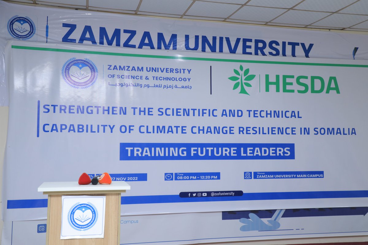 MohamedD_Sheikh's tweet photo. My appreciation is, to the both #HESDA team and the ZamZam university team to organise this jointly beneficial training. The training was aimed at how to heighten the grasp of our future leaders in climate change resilience in Somalia. https://t.co/UO7JY0wzNm
