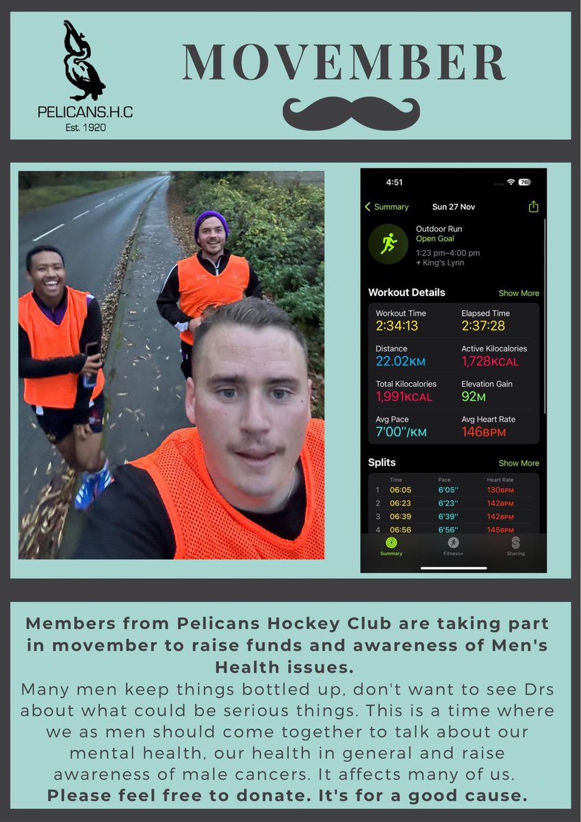 Outstanding effort from <a href="/jackmajor95/">Jack Major</a>  <a href="/kirwi09/">Kirwin Christoffels</a> &amp; Harry Sampson who smashed a half marathon today for <a href="/MovemberUK/">Movember UK</a>

There’s still time to donate, so if you can please do uk.movember.com/team/2425103?m…