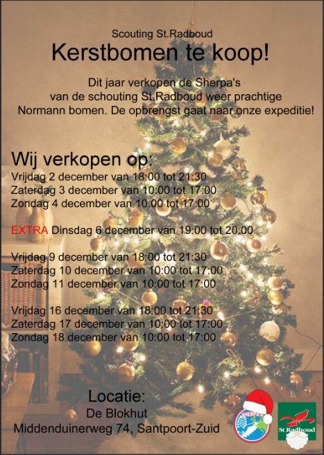 Ook dit jaar verkopen onze #sherpas weer Nordmann kerstbomen om hun #expeditie naar het buitenland te kunnen betalen #scouting