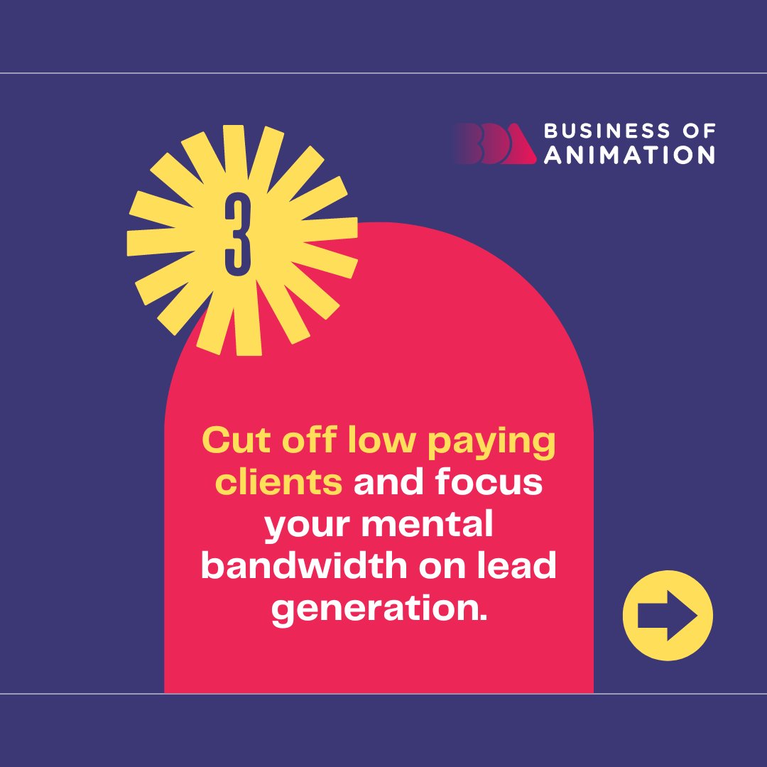 animationbiz's tweet image. 1. Spend at least 2 hours a week to get updated with animation industry trends.
2. Split each day into 3 parts: 
20% Upskilling
40% Client work
40% Lead generation
3. Cut off low paying clients and focus your mental bandwidth on lead generation.

#AnimatorsCollection