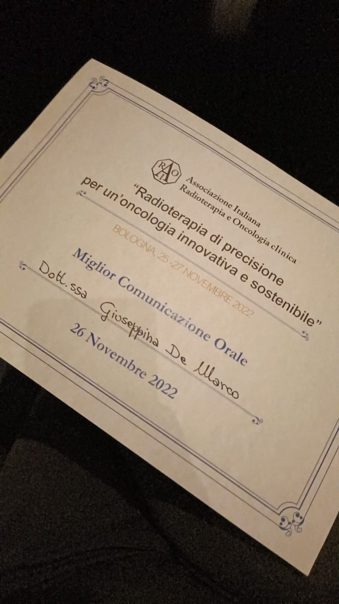 Congrats to Giuseppina De Marco and all the coAuthors for the Best Oral Presentation at #AIRO2022 @AiroLung @AIRO80327989 @ALESSIOBRUNI10 @stefanovagge @elisada84826918 @PaoloBorghetti2 @mat_sepu