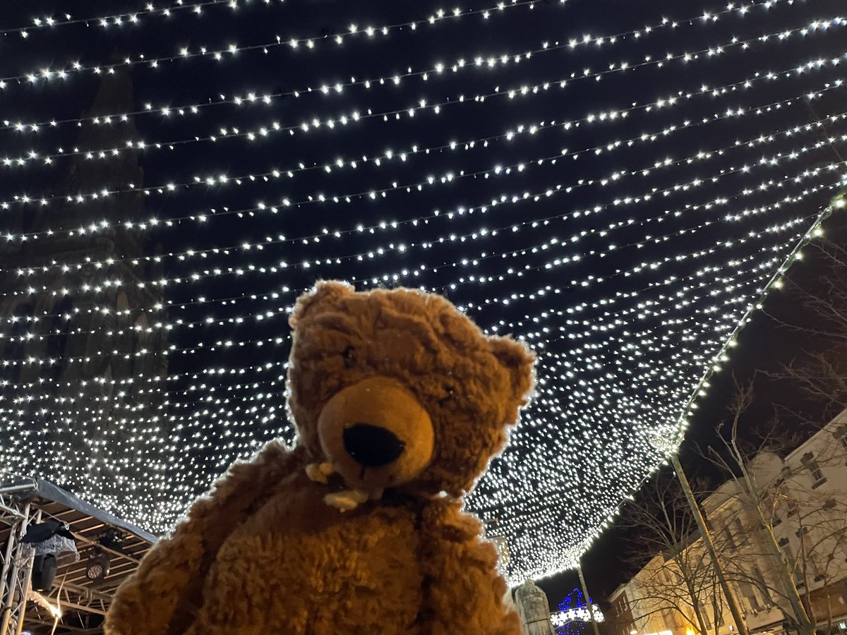 BobbyBearDeaf's tweet photo. @MrsFuery and I went for a lovely walk up and down by the seasonal markets then we saw the #festive lights be switched on @Lichfield_DC Look at this enormous #ChristmasTree I’m looking forward to my next adventure! @PercyShurmerAET https://t.co/ih8wx9AY0M