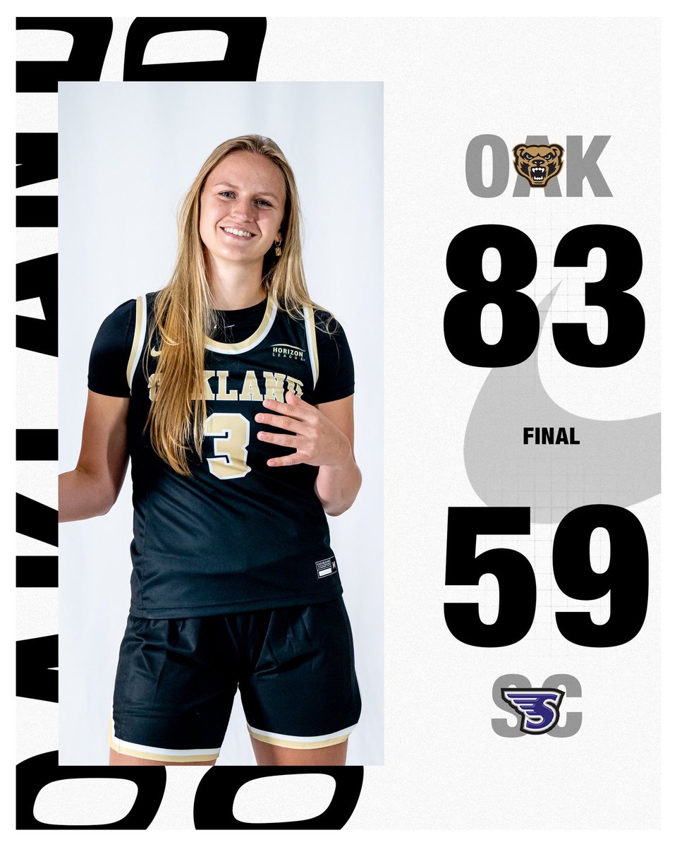 FINAL | Oakland 83, Stonehill 59

We finish the TD Bank Classic in 3rd-place and move back to .500 at 3-3 this season!

Burying 5 3-pointers, junior Linda van Schaik led the way with a career-high 22 points 🏀